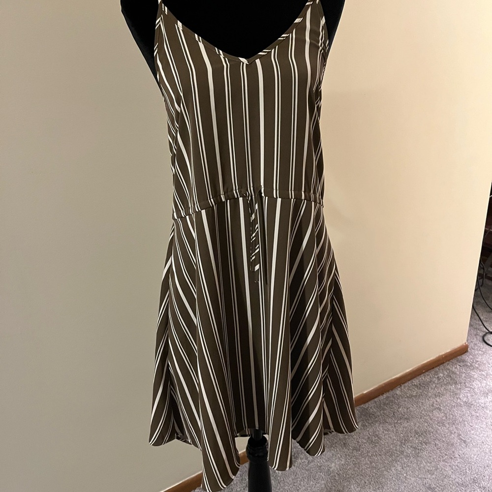 Vernacular Striped Midi Dress in Brown and White